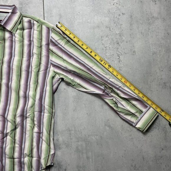 Tommy Bahama Hawaiian Shirt Men’s Large 100% Silk Stripe‎ Button Up Long Sleeve - Picture 7 of 7